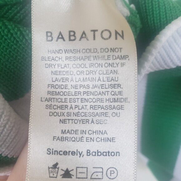 Aritzia Babaton Cropped Sweater Striped Sleeveless Ribbed XL Green White - Picture 5 of 5